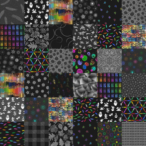 black-and-rainbow sampler (6" squares)