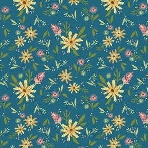 Flower Garden in Dk Teal