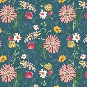 Wildflowers on Teal