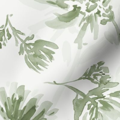 (L) Sage green flowers watercolor