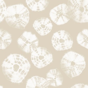 Shibori Kumo tie dye white dots over natural beige