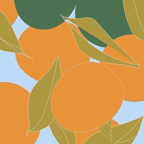 Funky Abstract Oranges Against A Blue Sky.
