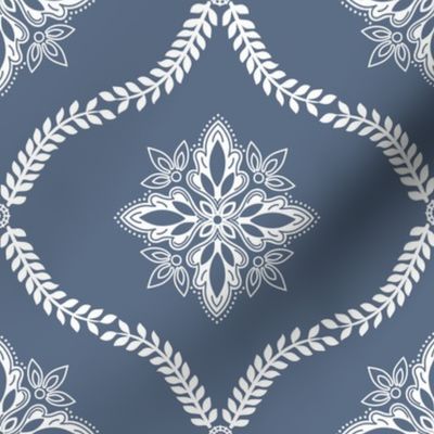 Oakleigh Bandana Medallion: Dusty Blue Ogee Medallion