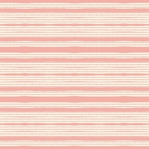 Rose pink and ivory wavy stripe - small scale
