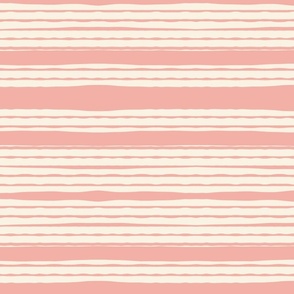 Rose pink and ivory wavy stripe 