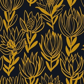 lukka (Leucadendron flower) black -  gold - large