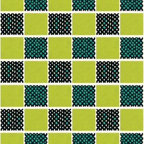 Abstract Teal Lime White Black Obtuse Spotted Checkered Pattern by kedoki