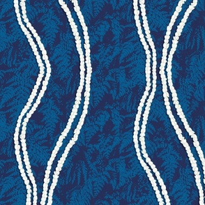 2 strand Pikake lei-royal blue texture and fern
