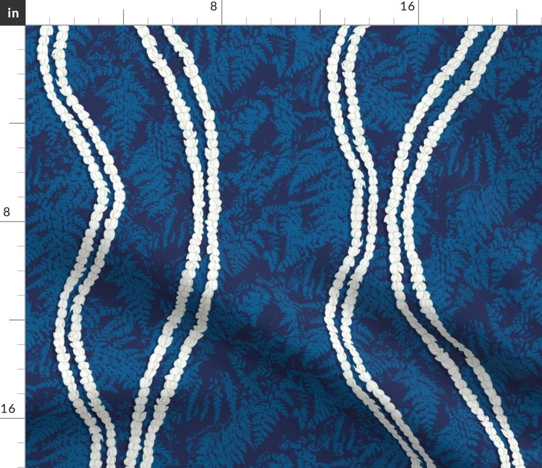 2 strand Pikake lei-royal blue texture and fern