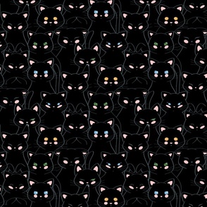 A bunch of black cats | Medium scale