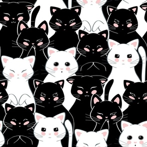 A bunch of black and white cats | Large scale