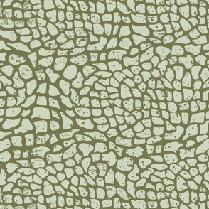 Dino Skin Texture- Dinosaur Scales- Pale Moss Green on Dark Sage Green