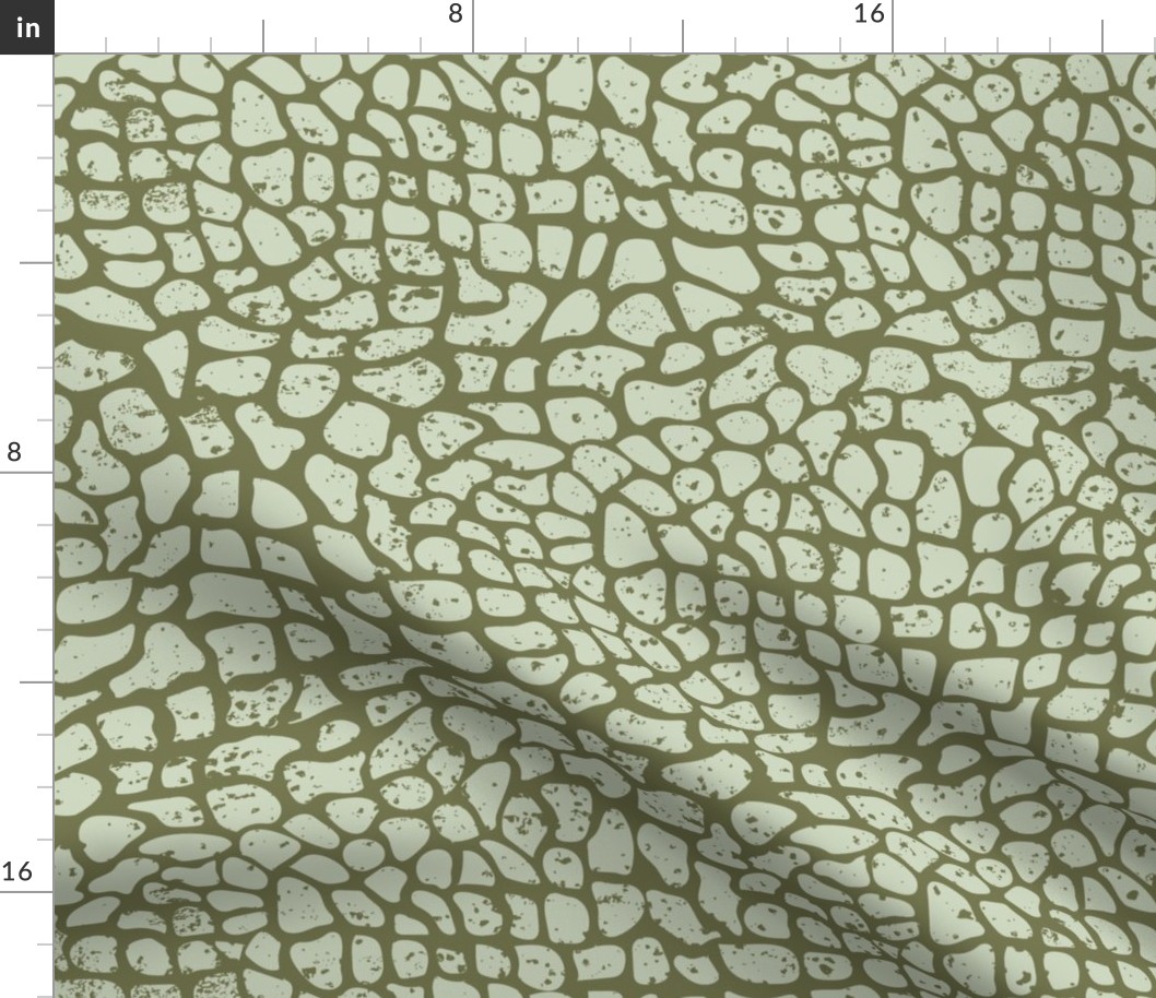 Dino Skin Texture- Dinosaur Scales- Pale Moss Green on Dark Sage Green