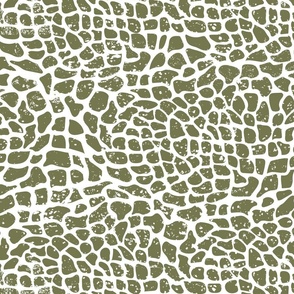 Dino Skin Texture- Dinosaur Scales- Dark Sage Green on White
