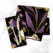 Whimsigothic Garden- Celestial Moth Belladonna Moody Floral- Amethyst Purple Black Gold- Large Scale