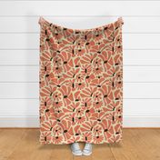 Retro Whimsy Daisy- Flower Power on Eggshell- Terracotta Floral- Warm Neutrals- Large Scale
