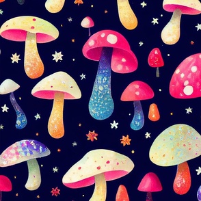 Magic Mushrooms on black background