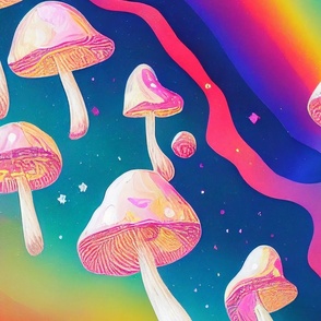 Rainbow mushroom sky