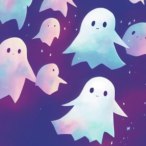 Cute ghosts in the night sky