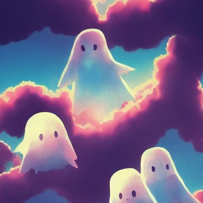 Cute ghosts in the sky