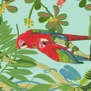 Parrots tea towel/ wall hanging 