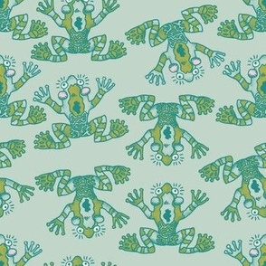 Frogs green celadon fabric