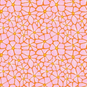 S - Mosaic Flowers Pink Orange, Nondirectional flowers