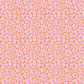 XS - Mosaic Flowers Pink Orange