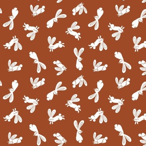 Baby Bunny Rabbits on Cinnamon Brown Minimalism