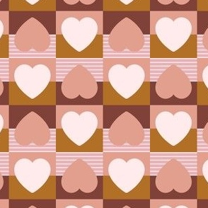 Heartfelt | heart squares blocks retro stripes checkers print 