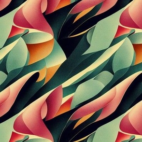 Tropical Leaves Abstract Pink and Green 1