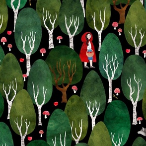 Little Red Riding Hood in the woods - large scale