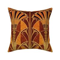 Art Deco Gold and Wood Grain Tulips