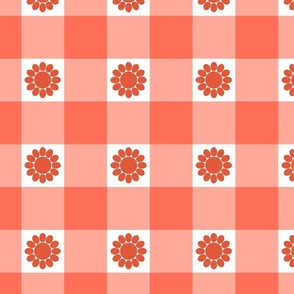 Scandinavian Plaid - coral plaid, coral gingham, pink plaid, red plaid, coraline