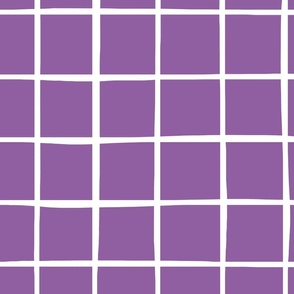 Organic grid - orchid, purple, organic check, modern check, hand drawn lines, hand drawn check 