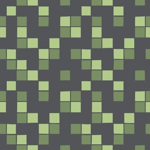 Bohemian squares - green grid, tropical, green squares