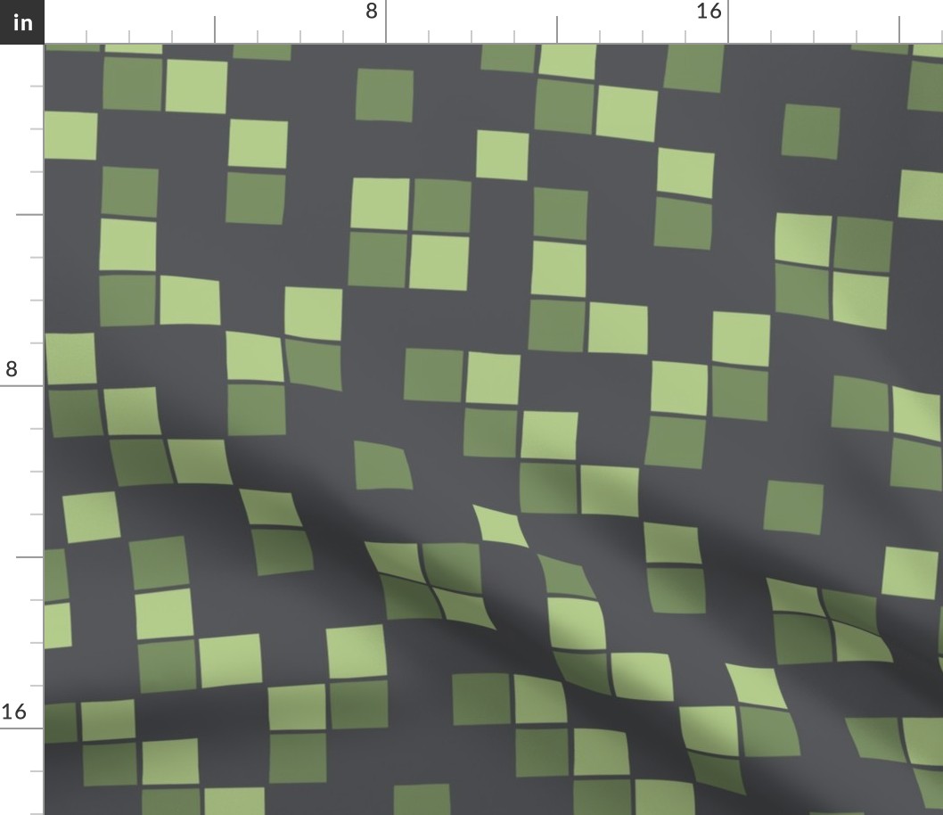 Bohemian squares - green grid, tropical, green squares