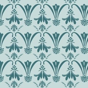 Small Damask 001 Vine Ivy Green 2 tones