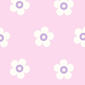 Modern White Daisy on a Pink Background Large Scale