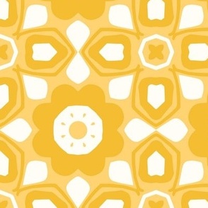 Yellow and White Floral Pattern Tile