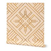 1920s Inspired Gold Geometric Line Art Pattern (Large Scale), Light Orange