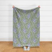1920s Deco Vines Lavender and Gray Large