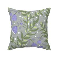 1920s Deco Vines Lavender and Gray Large