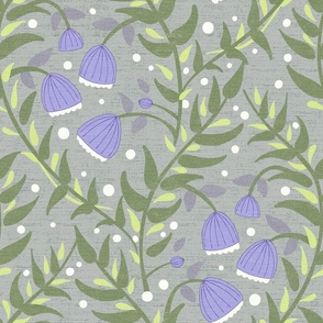 1920s Deco Vines Lavender and Gray Large