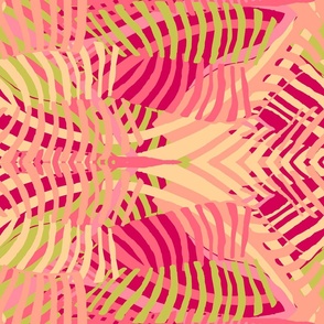 Vibrations of sound, Pink, dark pink and green stripes