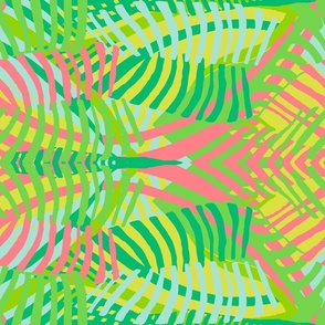 Vibrations of sound, Yellow, pink and green stripes