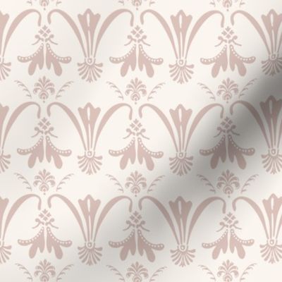 Small Damask 001 Soft Seashell Pink on Offwhite