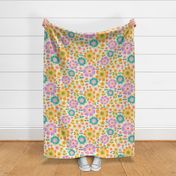 Joy Blooms - Medium scale - retro floral - candy colors