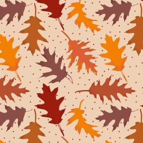 Autumn leaves, fall colors, colorful fall oak leaves pattern. Smaller scale.