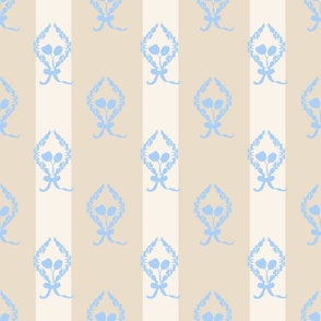 baby blue beige cream stripe gouache lines with floral silhouettes